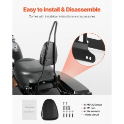 Moottoripyörän matkustajan selkänoja irrotettava vesitiivis keinonahka 730 mm Harley-Davidson Dana yhteensopiva