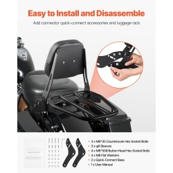 Moottoripyörän irrotettava selkänoja ja tavarateline yhteensopiva Honda Rebel CMX 1100
