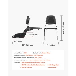 Moottoripyörän irrotettava selkänoja ja tavarateline yhteensopiva Honda Rebel CMX 1100