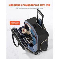 Rullattava tietokonelaukku 17,3-tuumaiselle kannettavalle 4 pyörää vedenpitävällä pinnoitteella 1680D Oxford-kangas musta-kulta