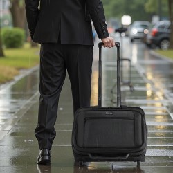 Rullattava tietokonelaukku 15,6 tuuman 1680D-kangas vedenpitävä musta kaksi pyörää
