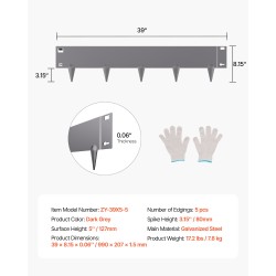 Galvanoitu teräsreunalista 990 mm pituus 127 mm korkeus 5 kpl taipuisa ulkokäyttöön