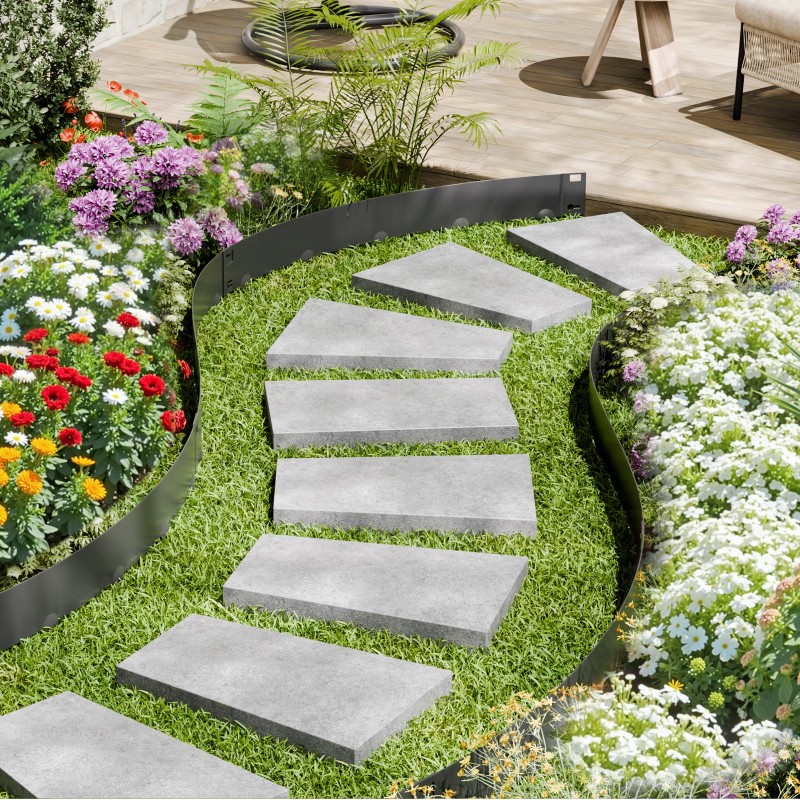 Nurmikon reunalista galvanoitua terästä taipuisa 101 mm 5 kpl musta