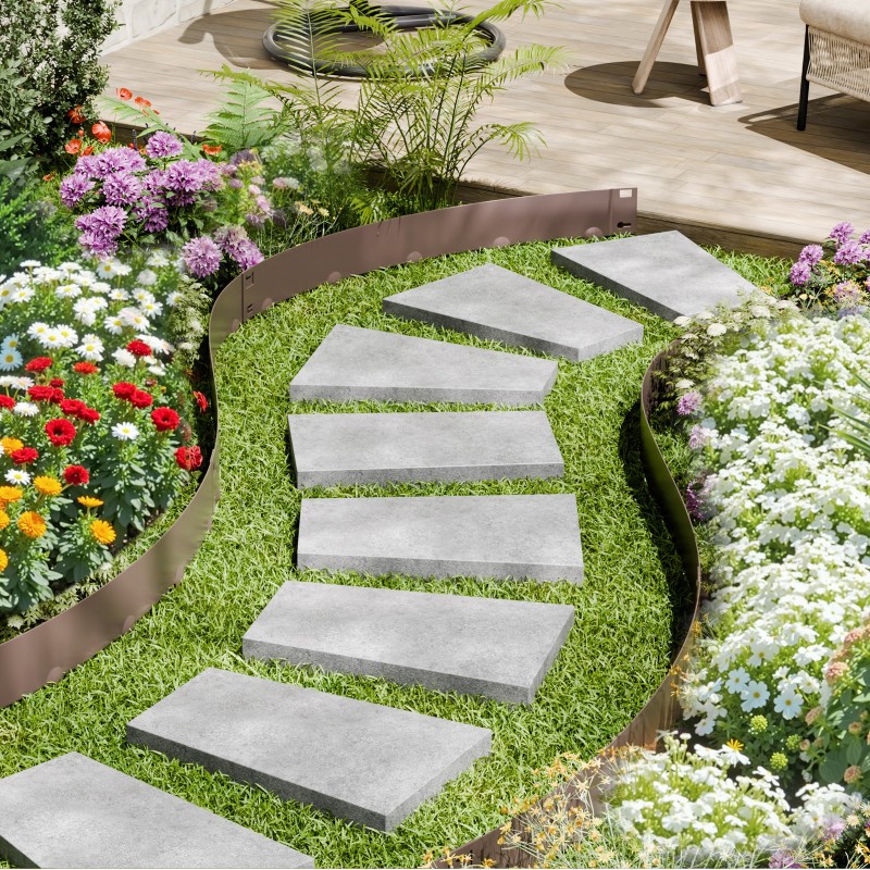 Galvanoitu teräsreunusnauha nurmikon rajaamiseen 990 mm 5 osaa ruskea