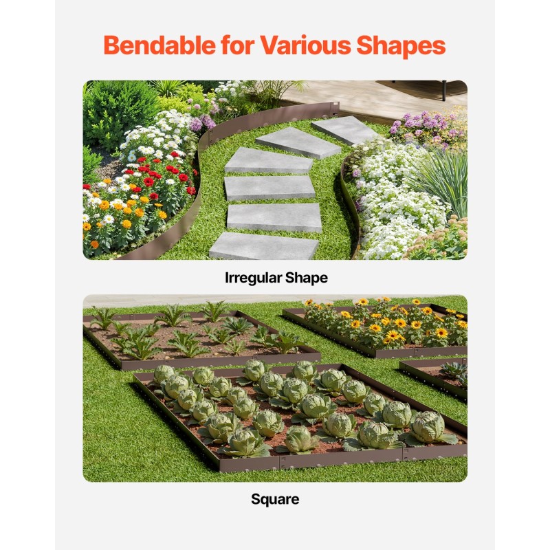 Teräsreunus galvanoitu 5 kpl 990 mm taivutettava ruskea piikki 80 mm puutarhaan