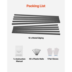 Reunus alumiiniseoksesta 10 kpl 1524 mm musta nurmikolle ja istutuksiin