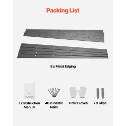 Puutarhareunus alumiiniseos 8 kpl 1830 mm musta taipuisa nurmikon rajaukseen