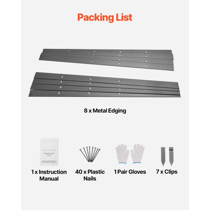 Puutarhareunus alumiiniseos 8 kpl 1830 mm musta taipuisa nurmikon rajaukseen