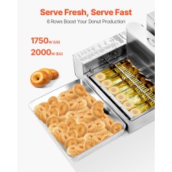 Automaattinen donitsikone 304-ruostumaton teräs 360 donitsia tunnissa 6 riviä