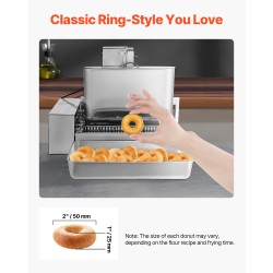 Automaattinen donitsikone 304-ruostumaton teräs 360 donitsia tunnissa 6 riviä