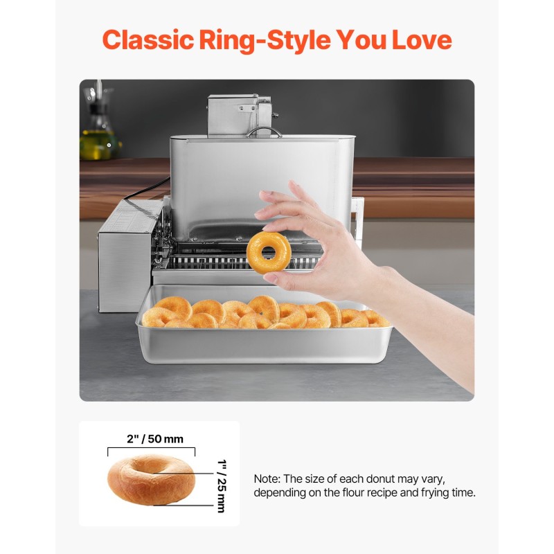 Automaattinen donitsikone 304-ruostumaton teräs 360 donitsia tunnissa 6 riviä