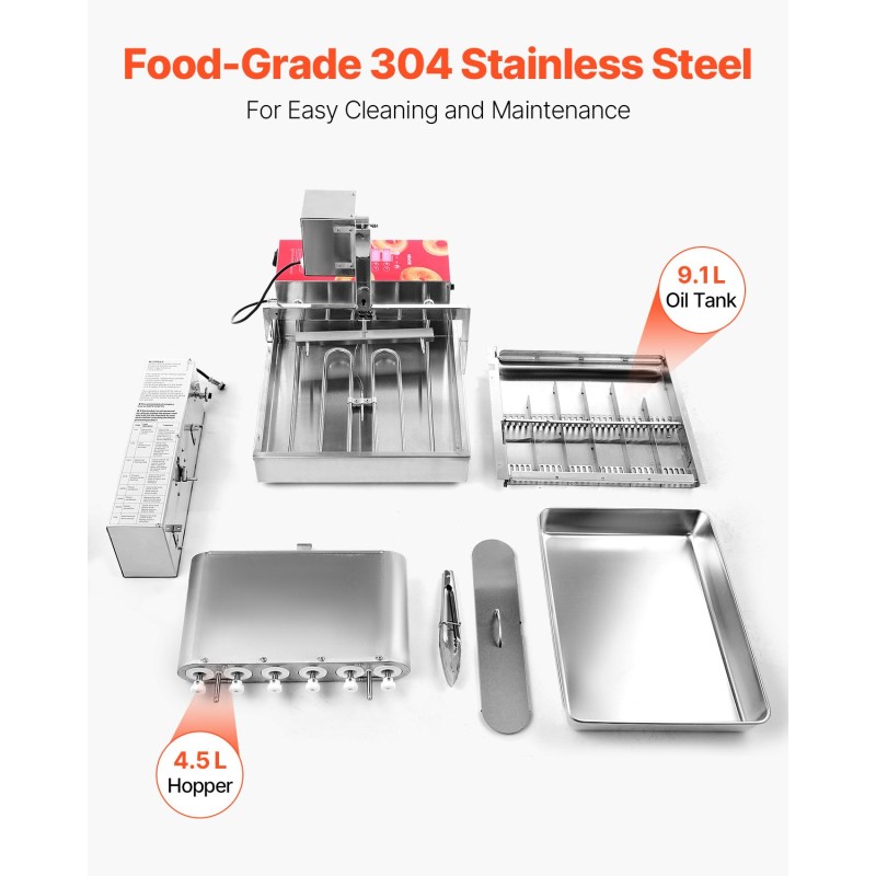 Automaattinen donitsikone 304-ruostumaton teräs 360 donitsia tunnissa 6 riviä
