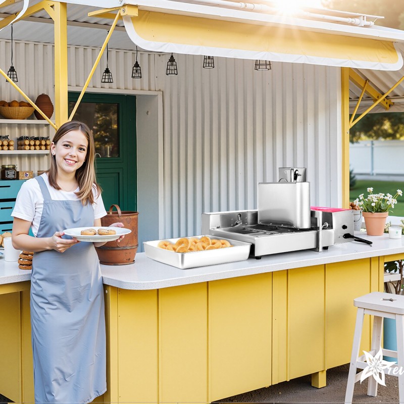 Automaattinen donitsikone 304-ruostumaton teräs 360 donitsia tunnissa 6 riviä