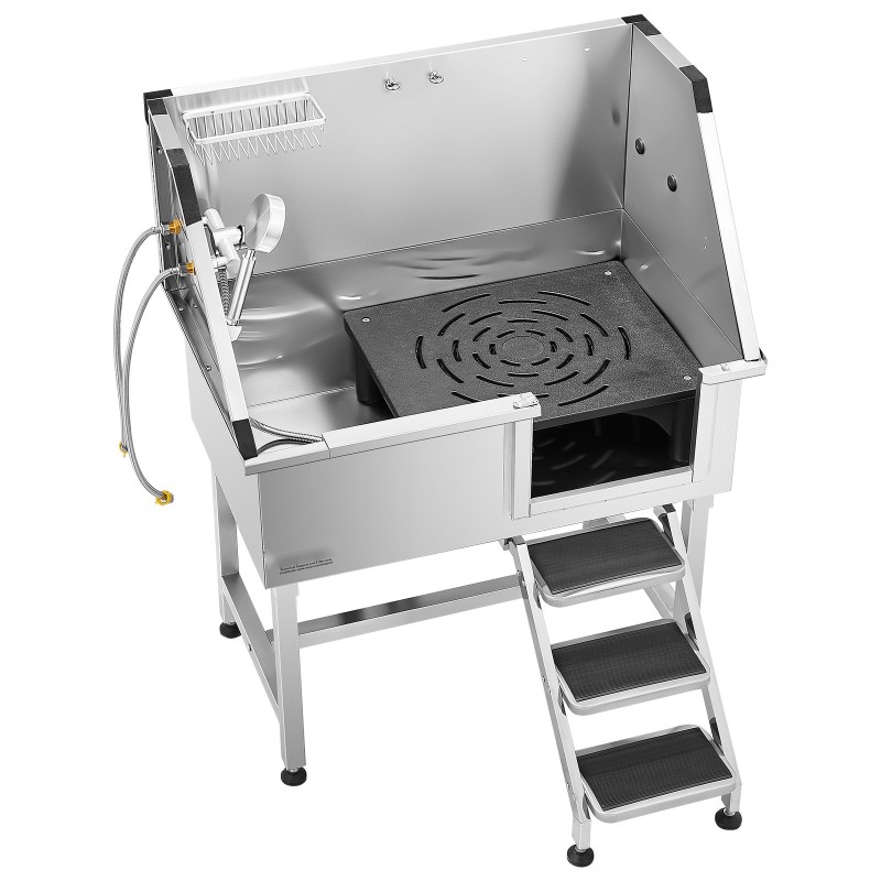 Pesuallas ruostumatonta terästä lemmikeille 96,5 cm kantavuus 100 kg oikeanpuoleisella ovella