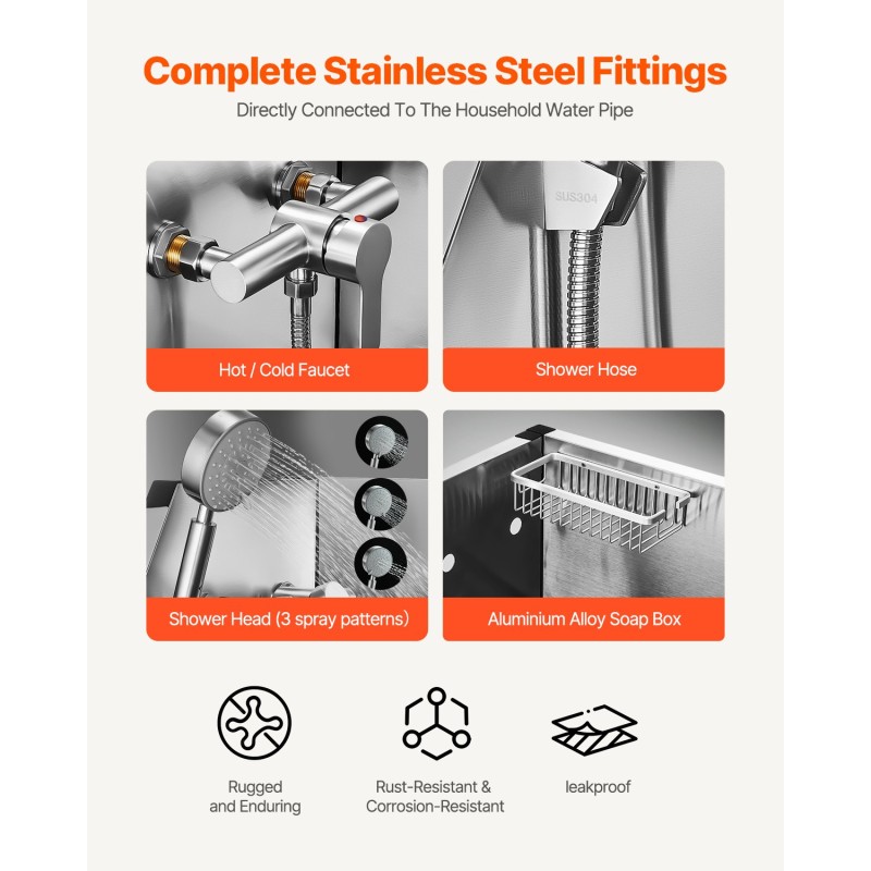 Lemmikkien pesuallas ruostumatonta terästä 87 senttimetriä suihkupäällä kuuma ja kylmävesihanalla teleskooppisilla portailla