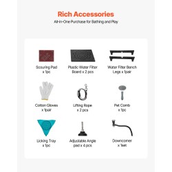 Koirien pesuallas 127 cm 304-ruostumaton teräs hoitola- ja kotikäyttöön