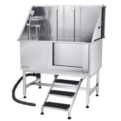 Koiranpesuallas ruostumatonta terästä 127 cm oikea ovi portaat vesisuodatinlevy säädettävät jalat