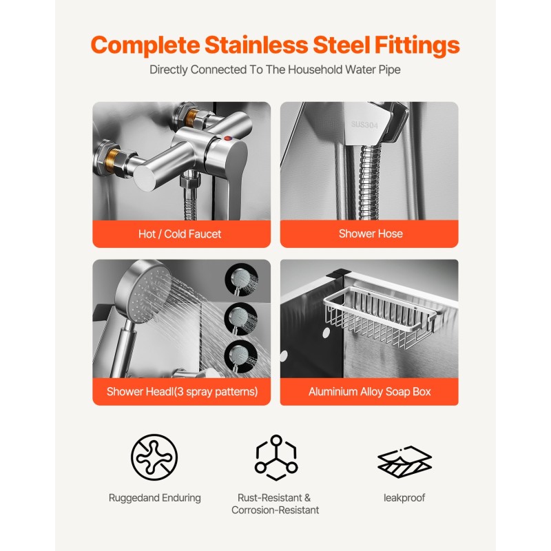 Koiranpesuallas ruostumatonta terästä 127 cm oikea ovi portaat vesisuodatinlevy säädettävät jalat