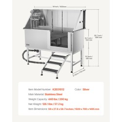 Koiran pesuallas ruostumattomasta teräksestä portaat säädettävät jalat oikea ovi