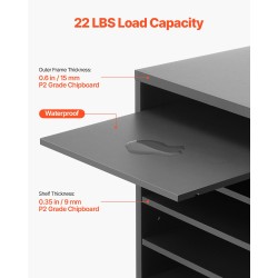 Kirjelaatikko 5-lokeroinen viilutettu lastulevy ja kuitulevy pöydälle harmaa 355x305x330 mm