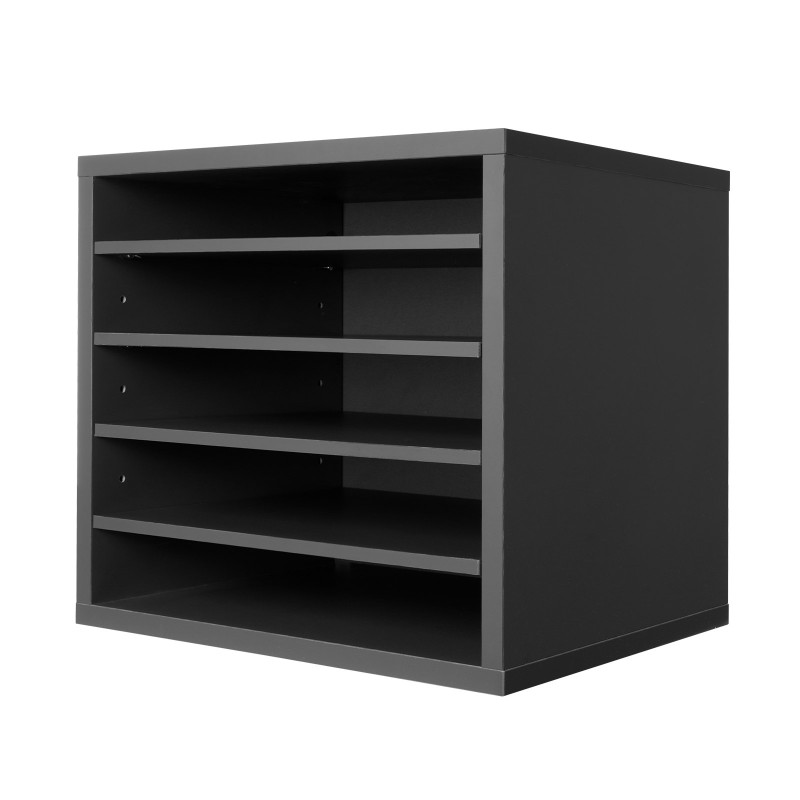 Kirjelaatikko 5-lokeroinen viilutettu lastulevy ja kuitulevy pöydälle harmaa 355x305x330 mm