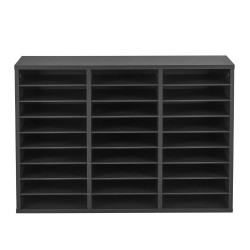 Kirjelaatikosto 27 lokeroa viilutettu lastulevy ja MDF musta toimistoon