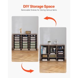 Asiakirjalokerikko 27-lokeroinen viilutettua lastulevyä ja MDF-levyä mustanharmaa toimistoon ja kotiin