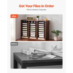 Kirjelaatikosto 27 lokeroa viilupintainen lastulevy MDF irrotettavat hyllyt tummanruskea 800x297x550 mm