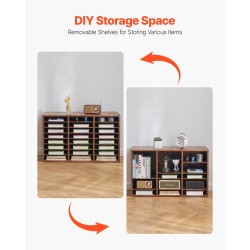 Kirjelaatikosto 24 lokeroa viilutettu lastulevy MDF-levy tummanruskea 800x297x490 mm