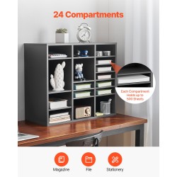 Kirjelaatikosto 24 lokeroa viilutettu lastulevy ja MDF harmaa toimistoihin