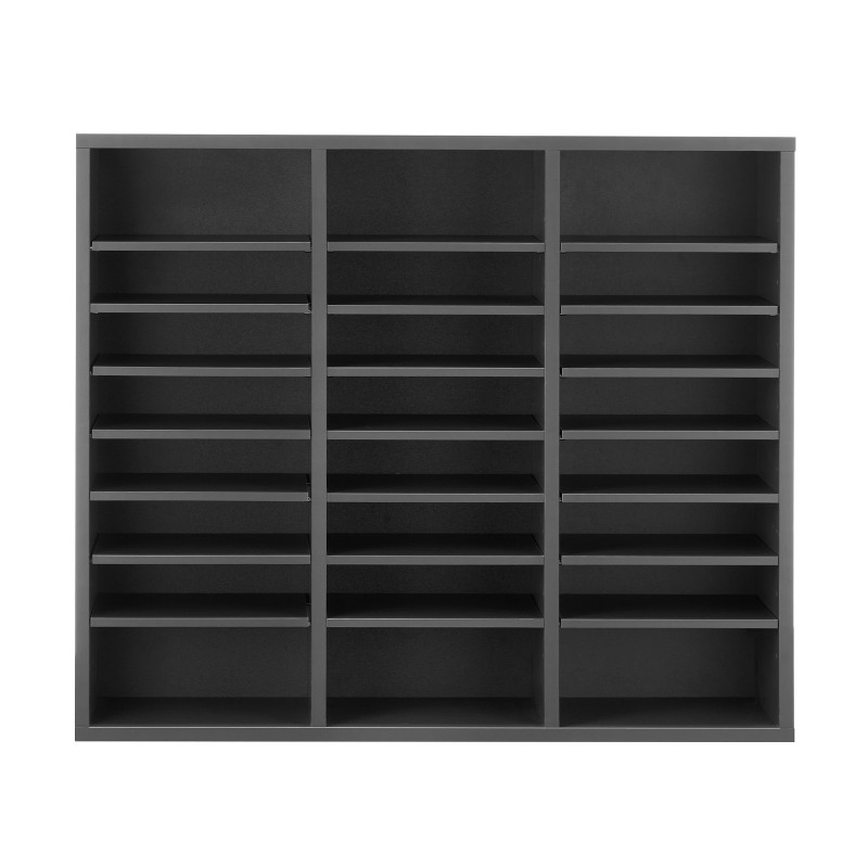 Kirjelaatikosto 24 lokeroa viilutettu lastulevy ja MDF harmaa toimistoihin