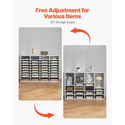 Kirjelokerikko MDF viilutettu lastulevy 36 lokeroa toimistoon 997×305×680 mm valkoinen