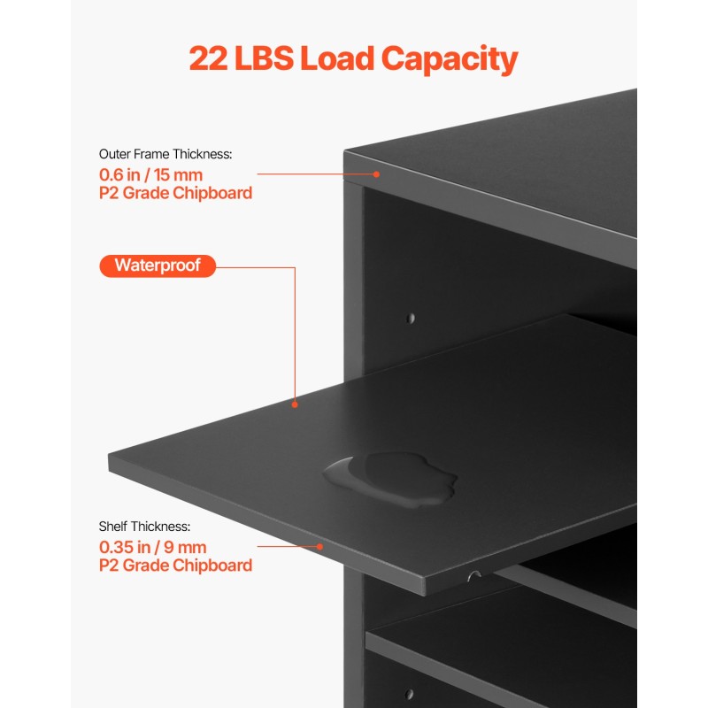 Monilokeroinen asiakirjalajittelija 36 lokeroa säädettävä hyllyväli 25–55 millimetriä lastulevy ja keskitiheyspuulevy