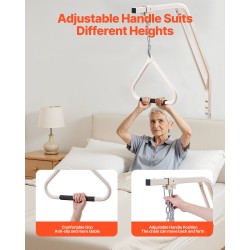 Sängyn yläpuolinen trapetsitanko jauhepinnoitettua terästä säädettävä kahva 113 kg