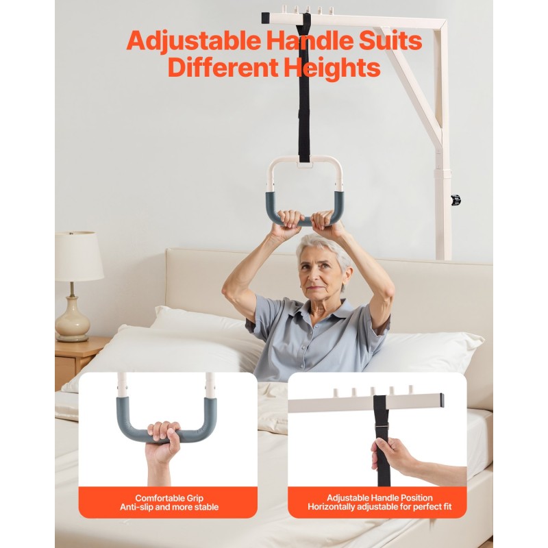 Sängyn kolmiotanko lattiatelineellä korkeussäädettävä Q195-teräs 2 pyörää 159 kg kantavuus