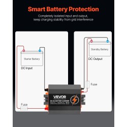 Akunlaturi 12V 40A DC-DC alumiinikotelo lyijy- ja litiumakuille ajoneuvoihin ja veneisiin