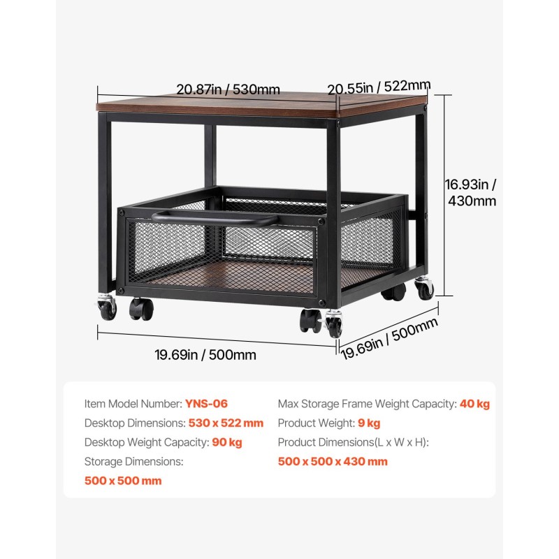 Minijääkaappitaso metallirunko puulevyllä pyörillä liikuteltava säilytyskori