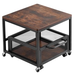 Minijääkaappitaso metallirunko puulevyllä pyörillä liikuteltava säilytyskori