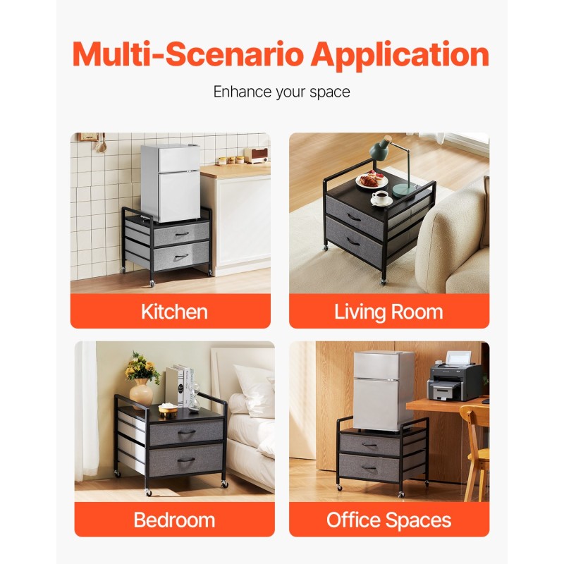 Minijääkaapin alusta metallirungolla ja massiivipuulevyllä kaksi vesitiivistä laatikkoa kääntyvillä pyörillä