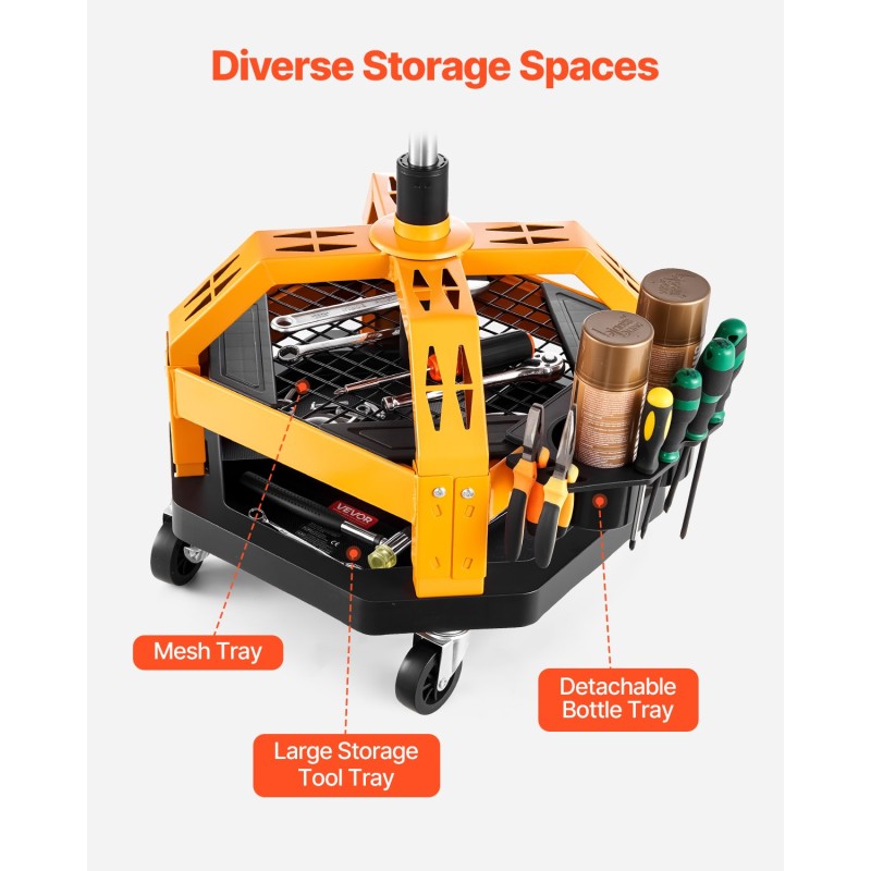 Työpajajakkara teräsrunko pneumaattinen korkeudensäätö 650–810 mm 360-asteinen pehmustettu istuin pyörillä