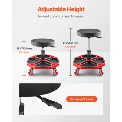 Mekaanikonjakkara säädettävä 420–550 mm teräsrunko pehmustettu istuin rullaavat pyörät kantavuus 300 paunaa