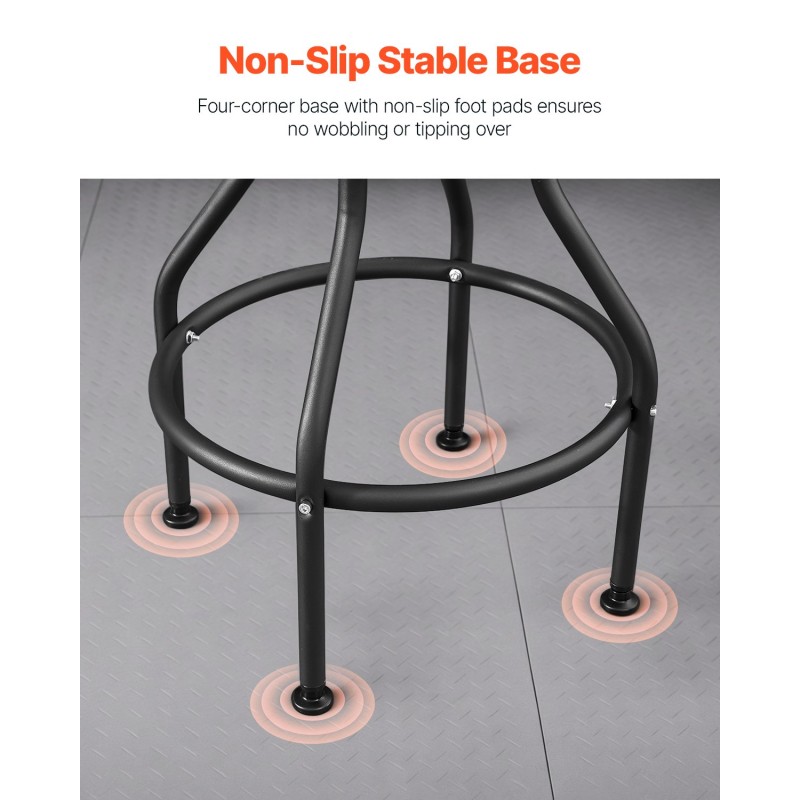 Työpajajakkara selkänojalla teräsrunko pehmustettu istuin pyörillä säädettävä korkeus 1030–1140 mm