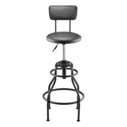 Työpajajakkara selkänojalla teräsrunko pehmustettu istuin pyörillä säädettävä korkeus 1030–1140 mm