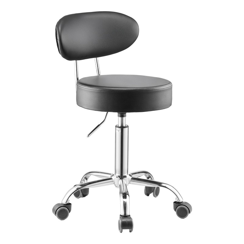 Työpajajakkara selkänojalla jauhemaalattu teräsrunko korkeussäädöllä pyörivä pehmustettu istuin