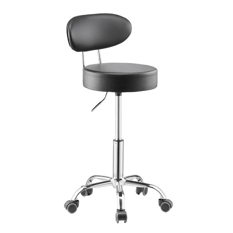 Työpajajakkara selkänojalla jauhemaalattu teräsrunko korkeussäädöllä pyörivä pehmustettu istuin