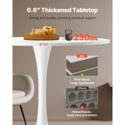 Pyöreä ruokapöytä laminaattilevy 80 cm valkoinen 2–4 hengelle