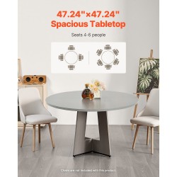 Pyöreä harmaa ruokapöytä MDF laminaattipinnalla 120 cm 4–6 hengelle paksut puujalat