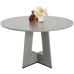 Pyöreä harmaa ruokapöytä MDF laminaattipinnalla 120 cm 4–6 hengelle paksut puujalat