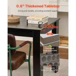 Suorakulmainen MDF-ruokapöytä laminaattipinnalla 160 x 80 cm 4–6 hengelle musta