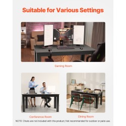 Suorakulmainen MDF-ruokapöytä laminaattipinnalla 160 x 80 cm 4–6 hengelle musta